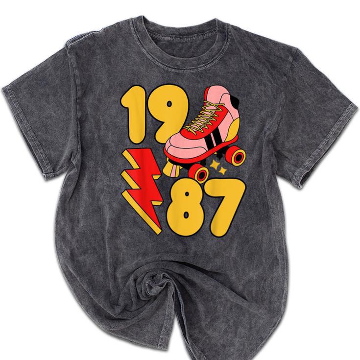1987 Retro Roller Skate Vintage 80s Nostalgia Collector Mineral Wash Tshirts
