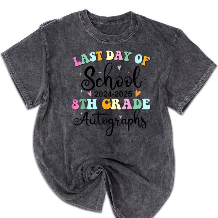 2026 Last Day Of School Autograph 8th Grade Graduation Party Mineral Wash Tshirts