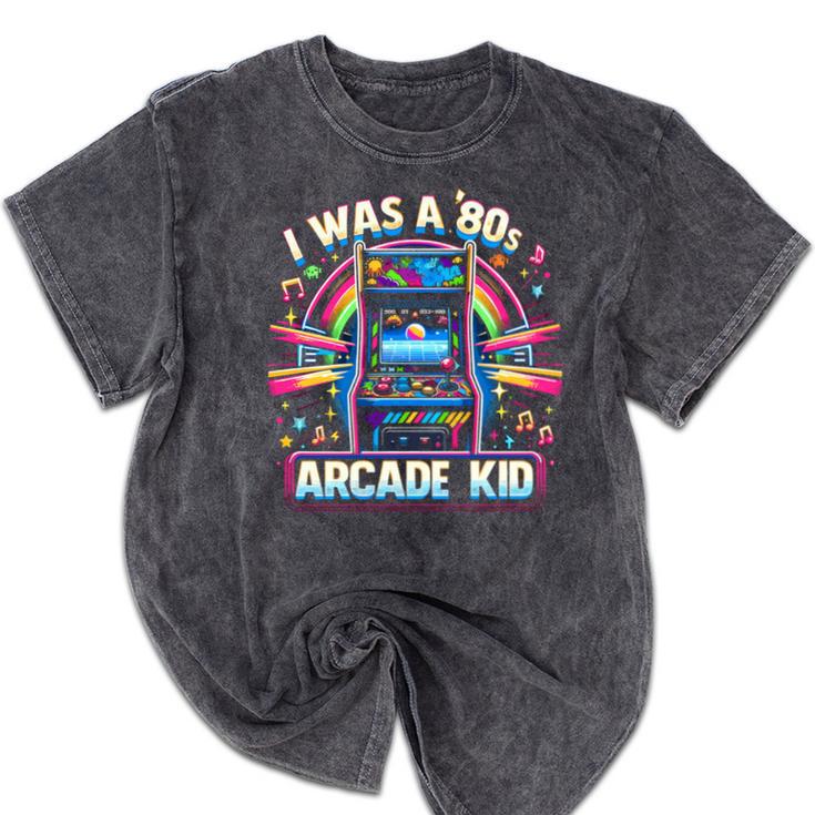 80s Arcade Kid Vintage Gamer Nostalgia Mineral Wash Tshirts
