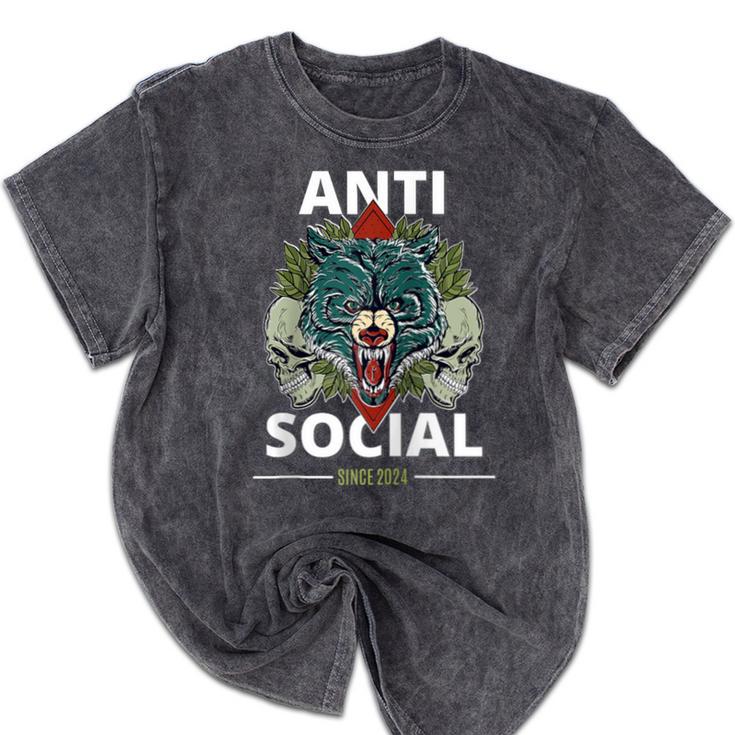 Antisocial Introvert I Like Being Alone Raglan Baseball Tee Mineral Wash Tshirts