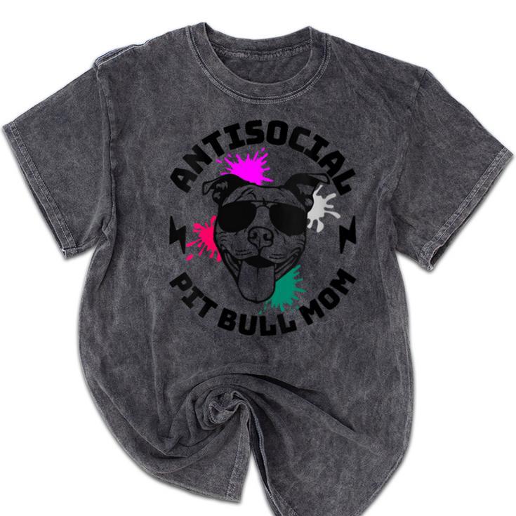 Antisocial Pit Bull Mom Pittie Introvert Dog Lover Pit Bull Mineral Wash Tshirts