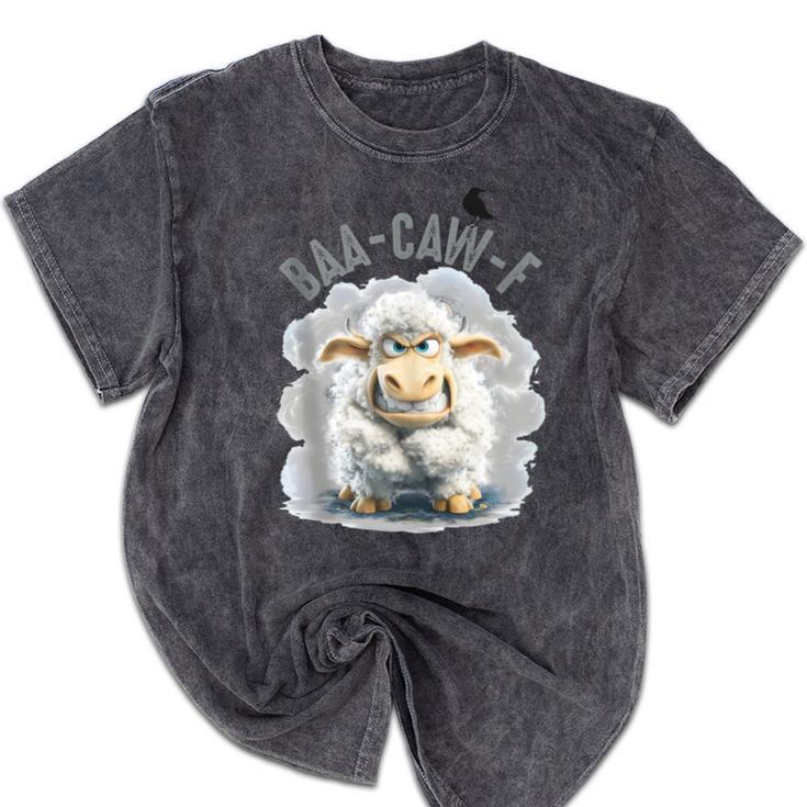 Back Off – Sheep Baa Crow Caw Pun For Introverts Mineral Wash Tshirts