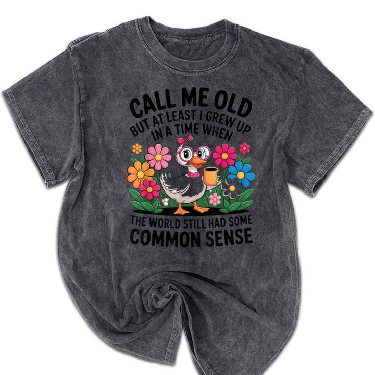 Call Me Old Seniors Nostalgia Retro Humor Casual Mineral Wash Tshirts