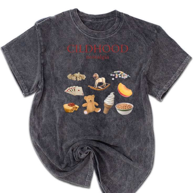 Childhood Nostalgia Good Memories Teddy Bear Ice Cream Mineral Wash Tshirts