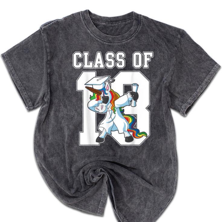 Class Of 2018 Graduation Dabbing Unicorn Mineral Wash Tshirts