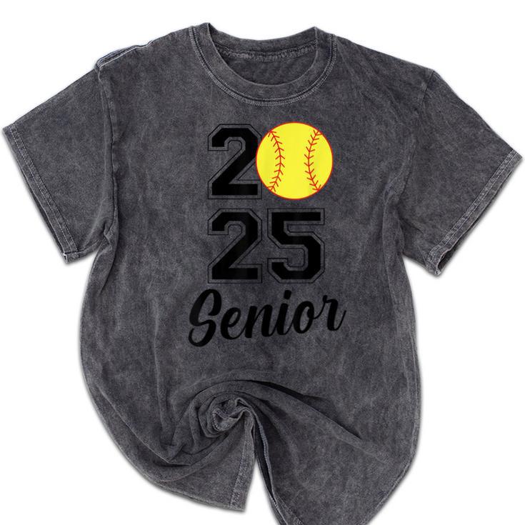 Class Of 2025 Softball Senior Graduation Graduate Women Mineral Wash Tshirts