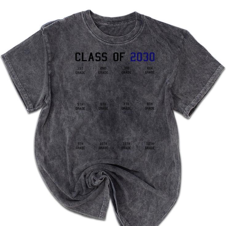 Class Of 2030 Graduation T-Shirt With Space For Handprints Mineral Wash Tshirts