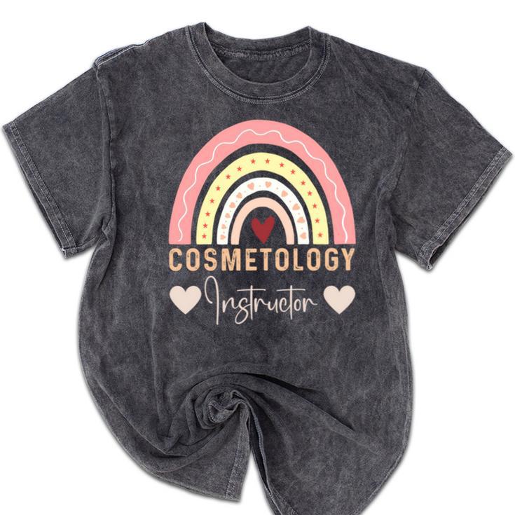 Cosmetology Instructor Cosmetologist Graduation Rainbow Mineral Wash Tshirts