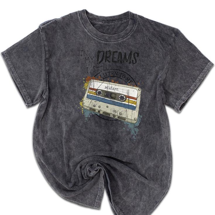 Dreams Of Music Mixtapes Retro Cassette Lifestyle Nostalgia Premium Tri-Blend Mineral Wash Tshirts