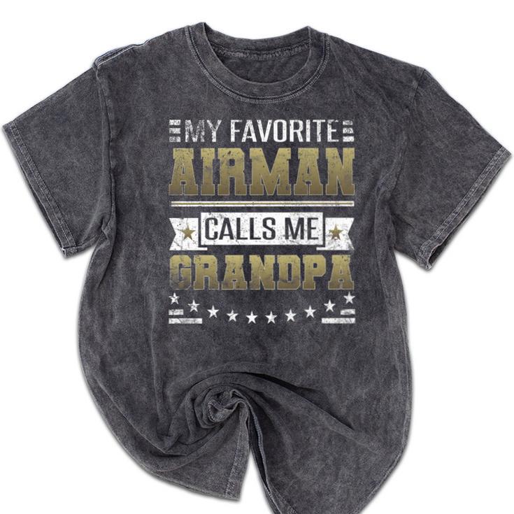 My Favorite Airman Calls Me Grandpa Airman Graduation Premium Mineral Wash Tshirts