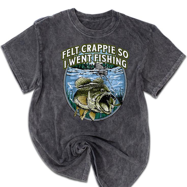 Felt Crappie So I Went Fishing Introvert Lakes Antisocial Raglan Baseball Tee Mineral Wash Tshirts