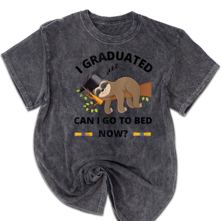 I Graduated Can I Go Back To Bed Sloth Graduation Cap Mineral Wash Tshirts
