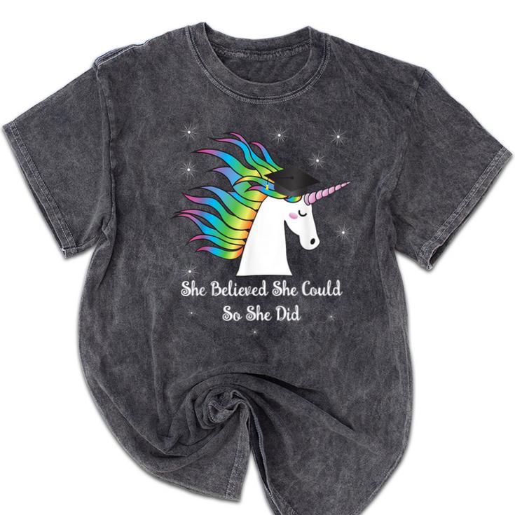 Graduation Unicorn Shirt She Believed Did School 2017 Mineral Wash Tshirts