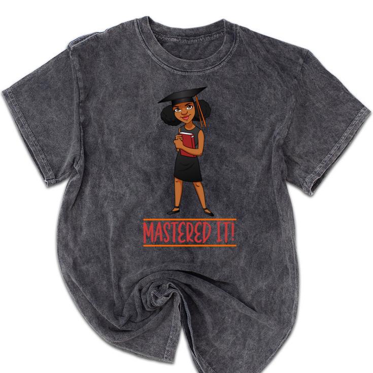 Graduation Woman Tshirt Black Melanin Masters Degree Mineral Wash Tshirts