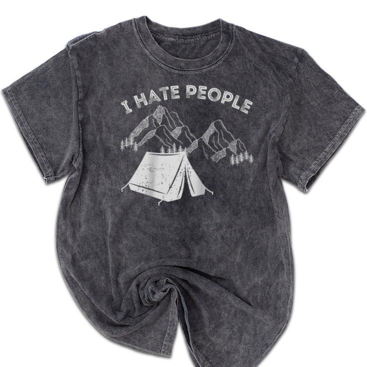 I Hate People Introvert Sarcastic I Love Camping Raglan Baseball Tee Mineral Wash Tshirts