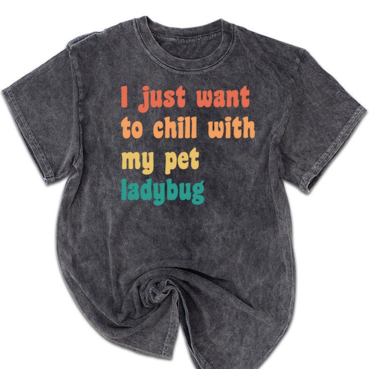 Introvert Pet Ladybug Mom Mineral Wash Tshirts