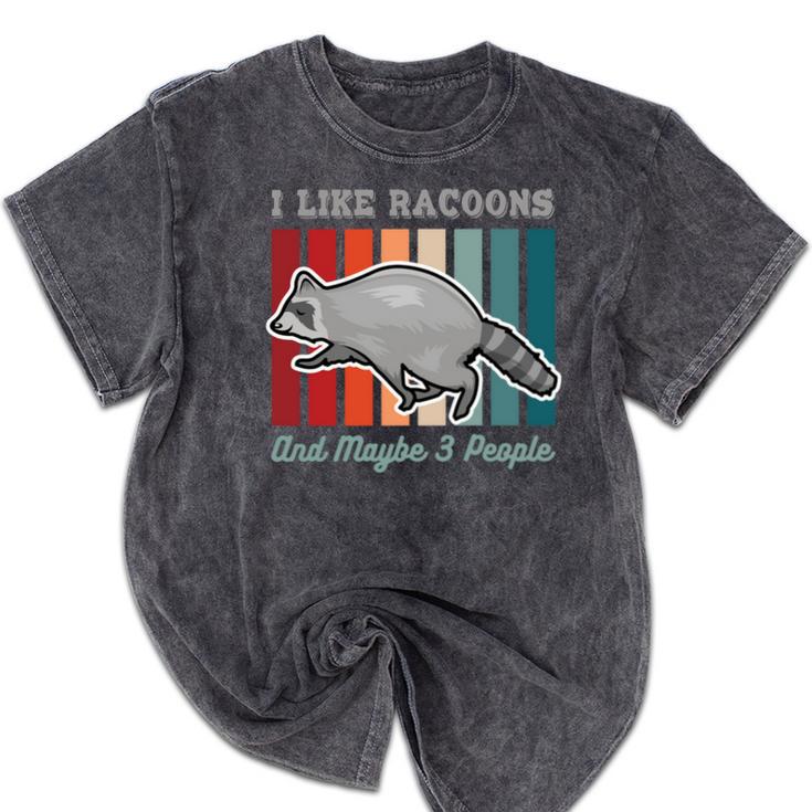 Introvert Raccoon Animal Lover Trash Panda Antisocial Retro Mineral Wash Tshirts