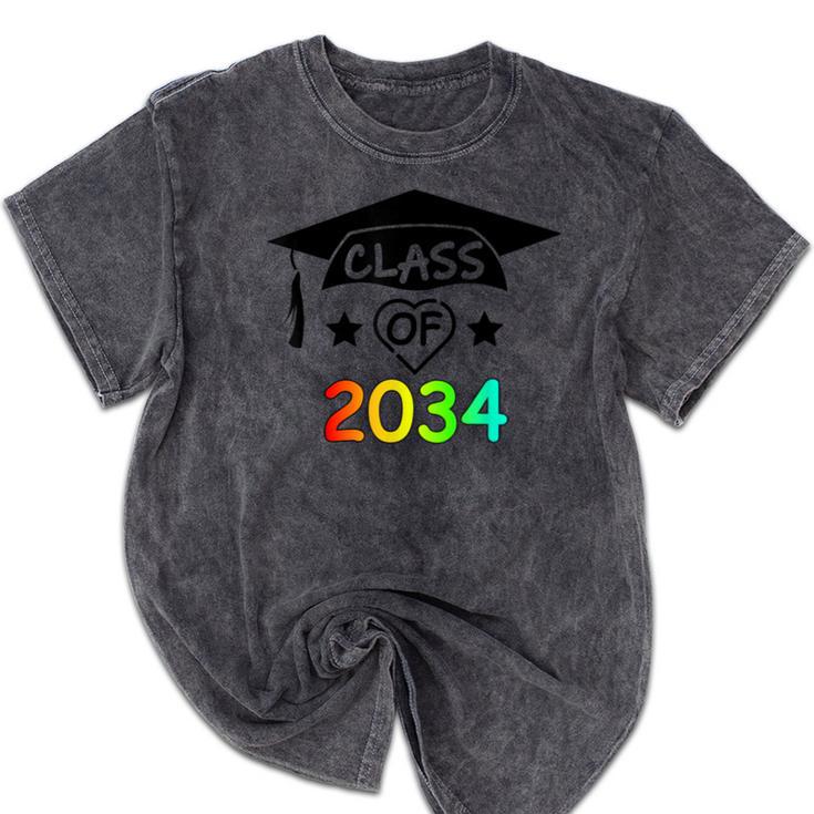 K -12th Grade Hand Prints Space Graduation Class Of 2034 Mineral Wash Tshirts