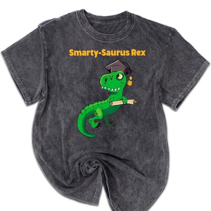 Kids Cute Graduation Dinosaur Smarty Saurus Kinder VPK Pre-k Grad Mineral Wash Tshirts