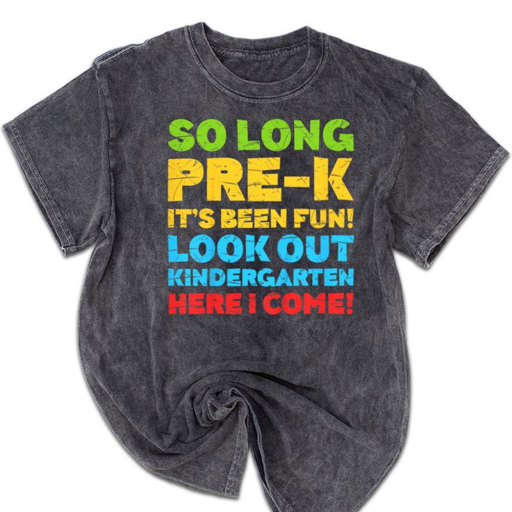 Kids So Long PRE-K It's Been Fun Shirt Boy Girl Graduation Mineral Wash Tshirts