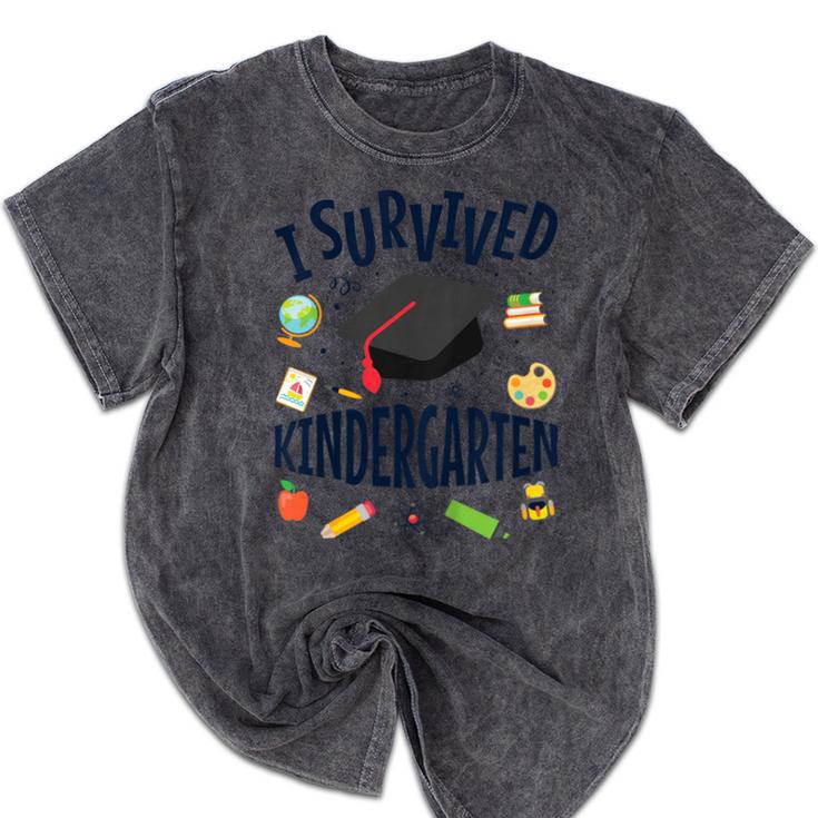 Kindergarten Graduation Shirt I Survived Kindergarten Mineral Wash Tshirts