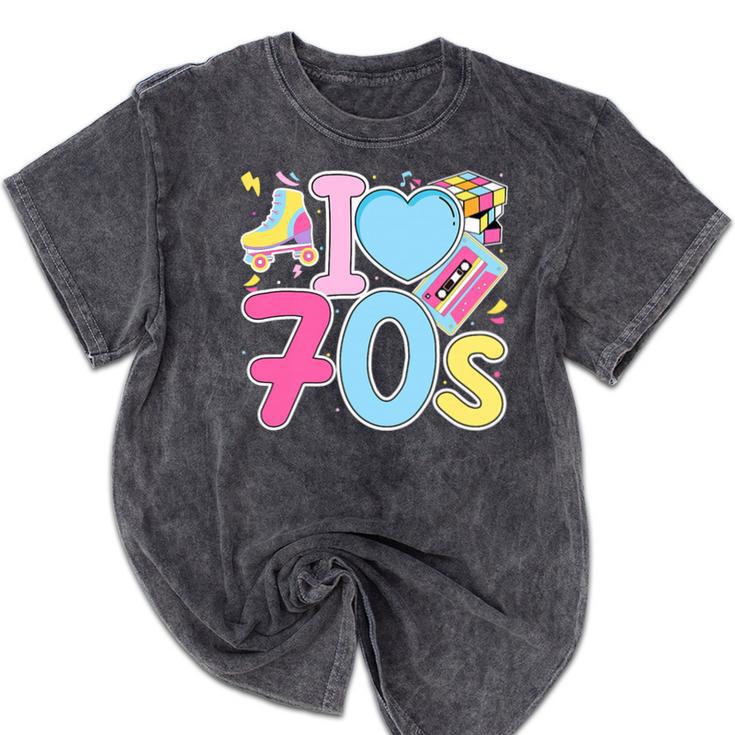 I Love 70's Retro Style Nostalgia Vibe 1970's Party Premium Tri-Blend Mineral Wash Tshirts