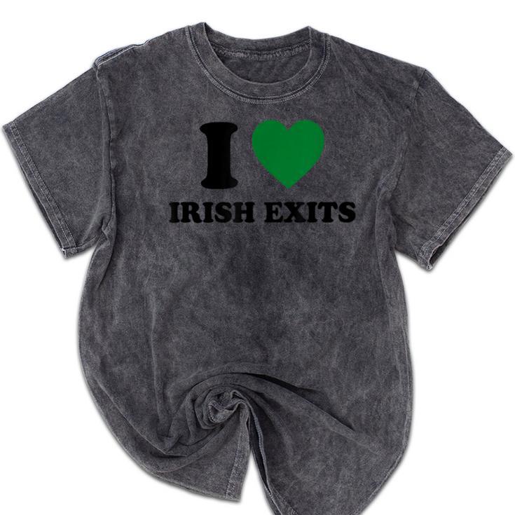 I Love Irish Exits St Patrick's Day Introvert Party Mineral Wash Tshirts