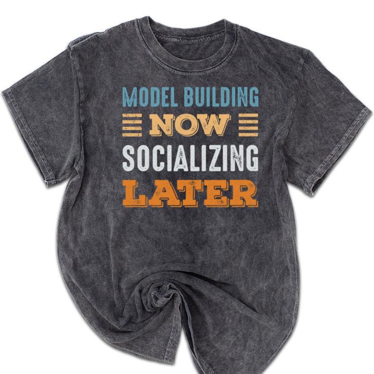 Model Building Now Minimal Socializing Introvert Vintage Mineral Wash Tshirts