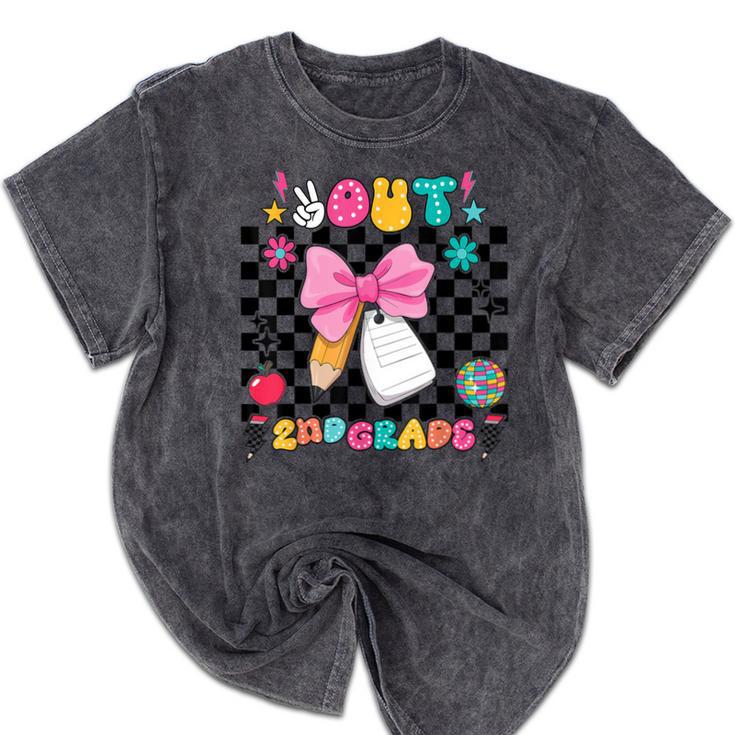 Peace Out 2nd Grade Graduation Last Day School Second Grade Mineral Wash Tshirts