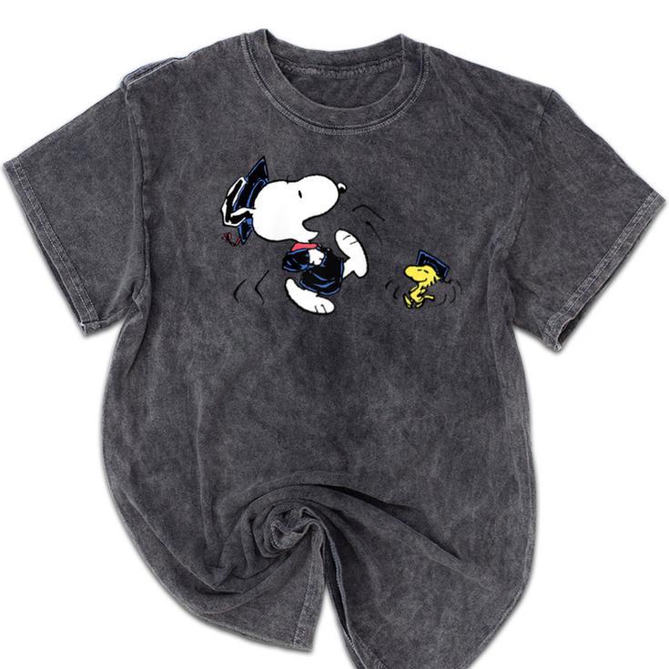 Peanuts Graduation Squad Snoopy Woodstock Raglan Baseball Tee Mineral Wash Tshirts