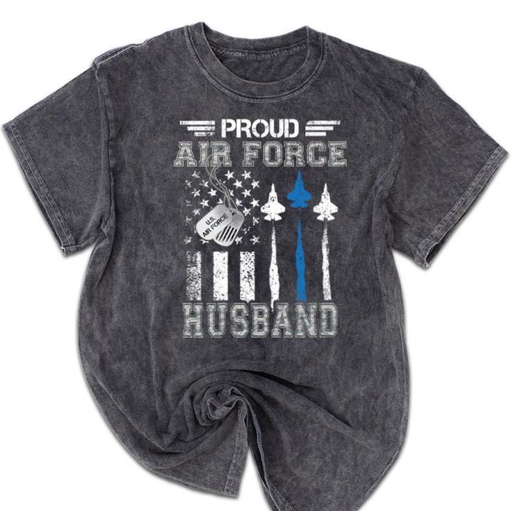 Proud Air Force Husband US Air Force Graduation Husband Mineral Wash Tshirts