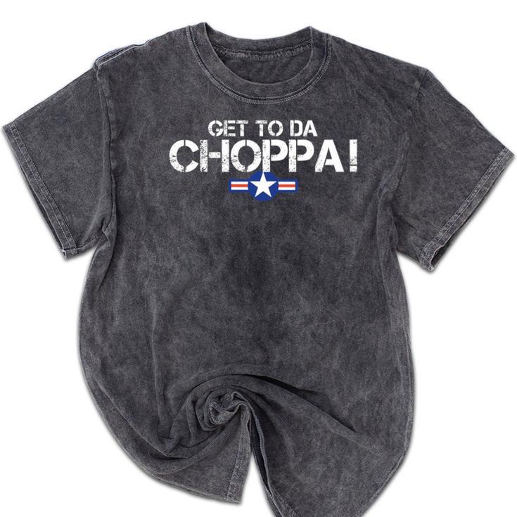 Retro Get To Da Choppa Shirt 80s Movie Nostalgia Tee Premium Tri-Blend Mineral Wash Tshirts