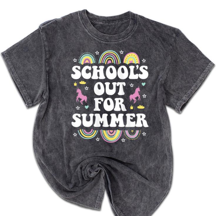 School's Out For Summer Unicorn Graduation Teacher Student Mineral Wash Tshirts
