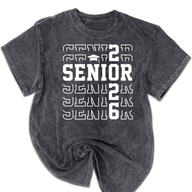 Senior 2026 Class Of 2026 Back To School Graduation Students Mineral Wash Tshirts