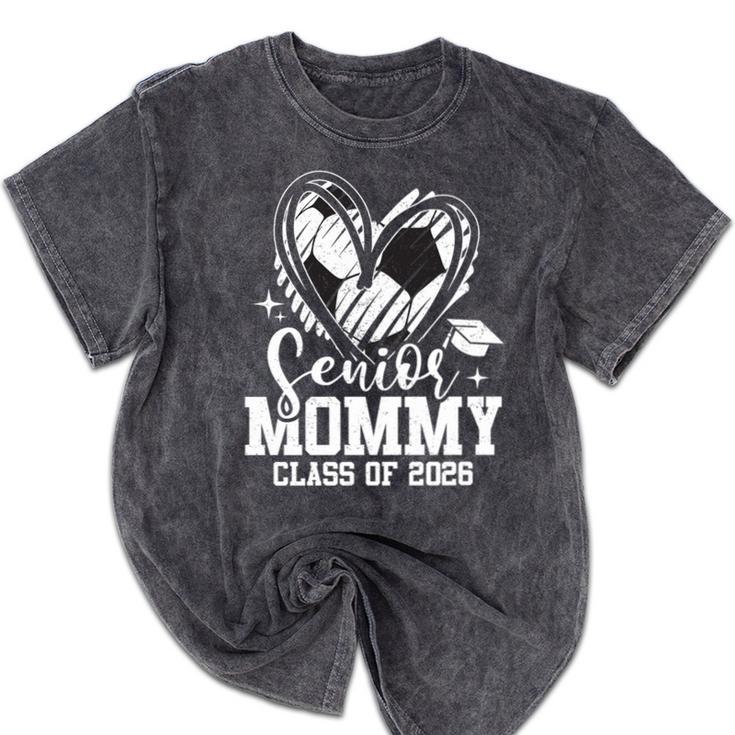 Senior Mommy Class Of 2026 Soccer Graduation Heart Premium Tri-Blend Mineral Wash Tshirts