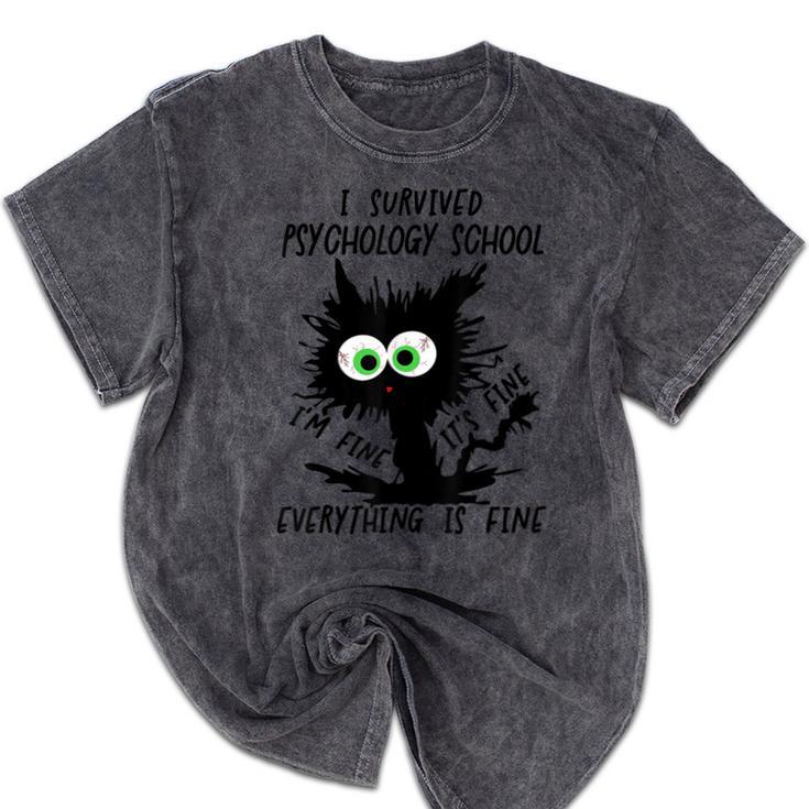 I Survived Psychology School Graduation 2026 2027 Mineral Wash Tshirts
