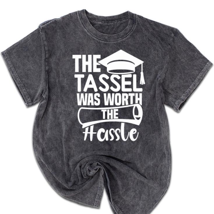 The Tassel Was Worth The Hassle Graduation Class Premium Tri-Blend Mineral Wash Tshirts
