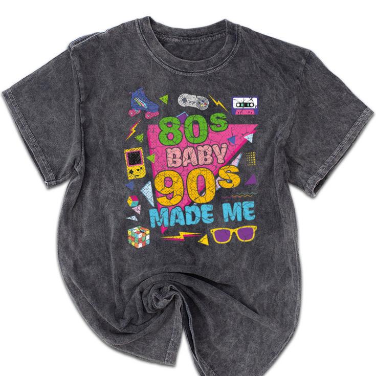 Vintage Retro 80's Baby 90's Made Me 1980s 1990s Nostalgia Premium Tri-Blend Mineral Wash Tshirts