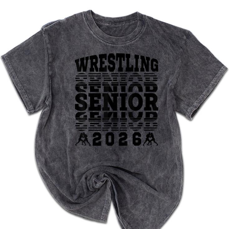 Wrestling Senior 2026 Graduation Mineral Wash Tshirts