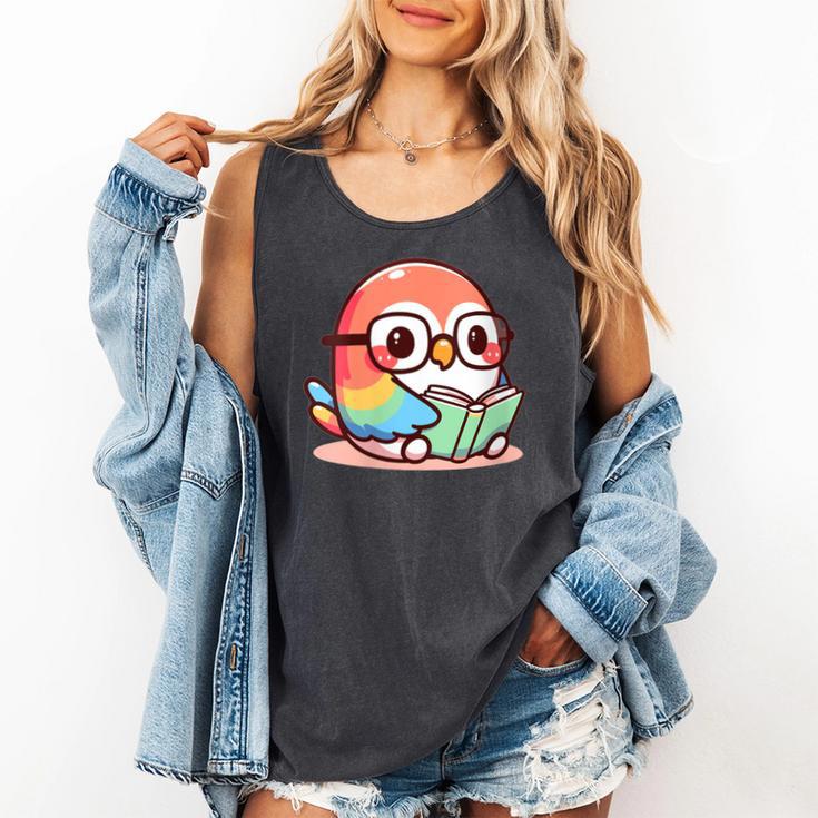 Adorable Book Lover Parrot With Reading Glasses Cute Comfort Colors Tank Top