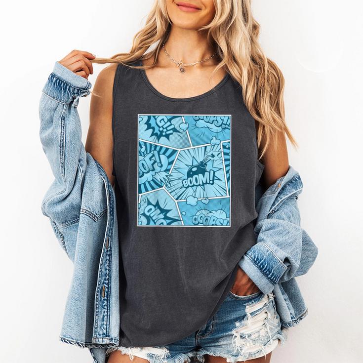 Blue Comic Book Blue Graphic Comfort Colors Tank Top