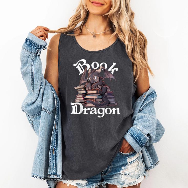 Book Dragon Book Lover Bookworm Book Reader Librarian Comfort Colors Tank Top