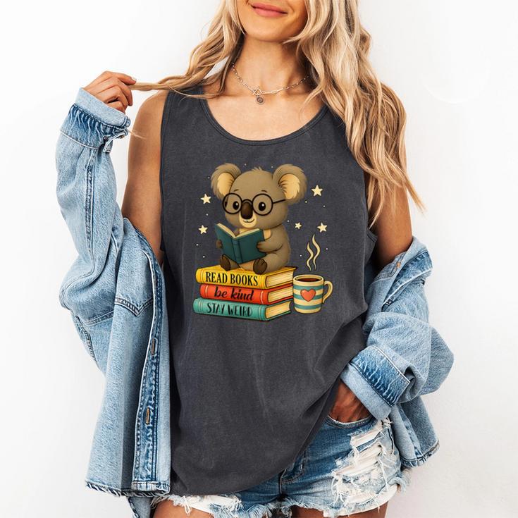 Book Lover Koala Reading Bookish Library Read Books Be Kind Comfort Colors Tank Top