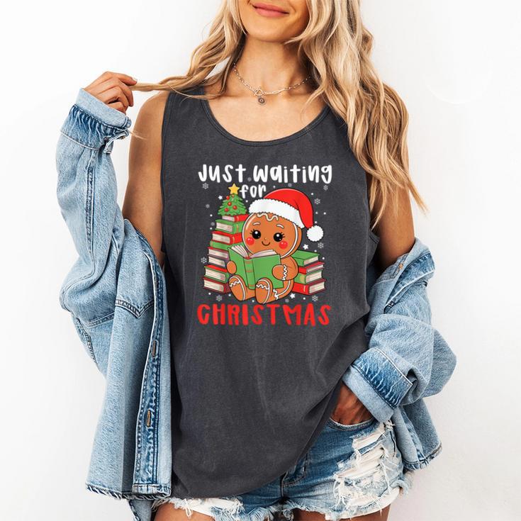 Book Reading Just Waiting For Christmas Gingerbread Comfort Colors Tank Top