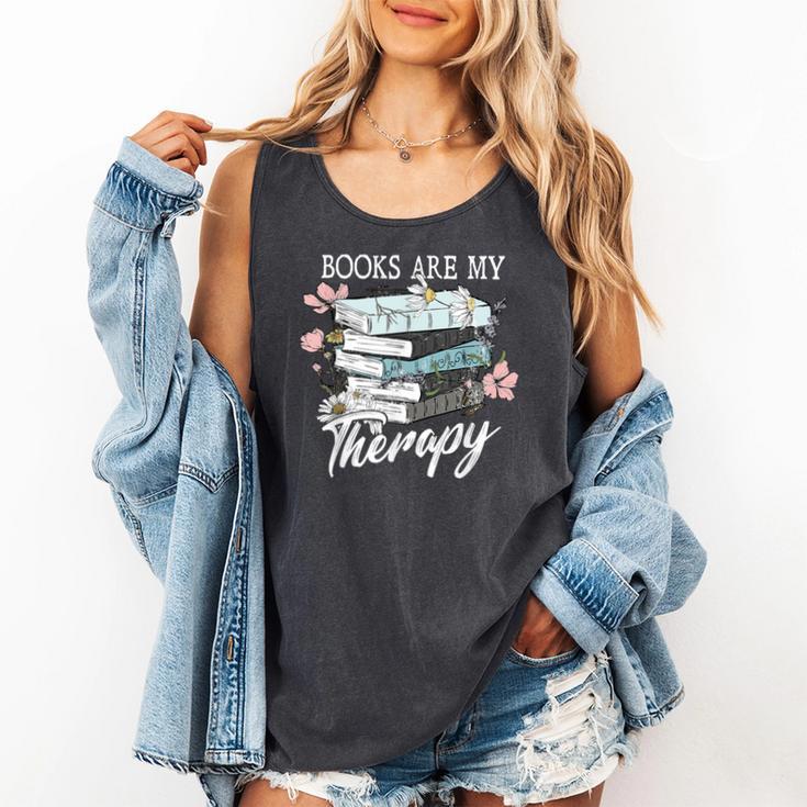 Books Are My Therapy Summer Reading Book Lovers Comfort Colors Tank Top