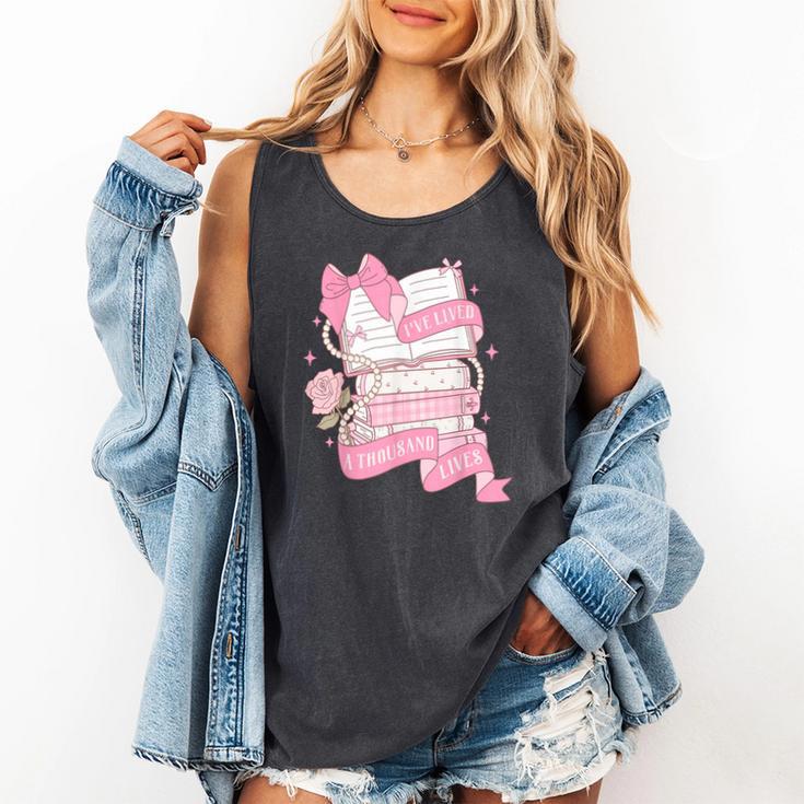 Coquette Reading Book Lover Pink Bow Bookish Mom & Daughter Comfort Colors Tank Top