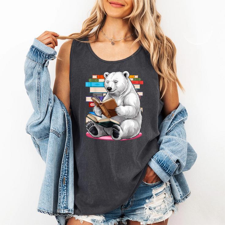 Cute Polar Bear Is Reading a Book Reading Polar Bear Comfort Colors Tank Top