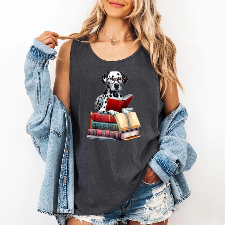 Dalmatian Reading Books Matching Bookworm Readers Librarian Comfort Colors Tank Top
