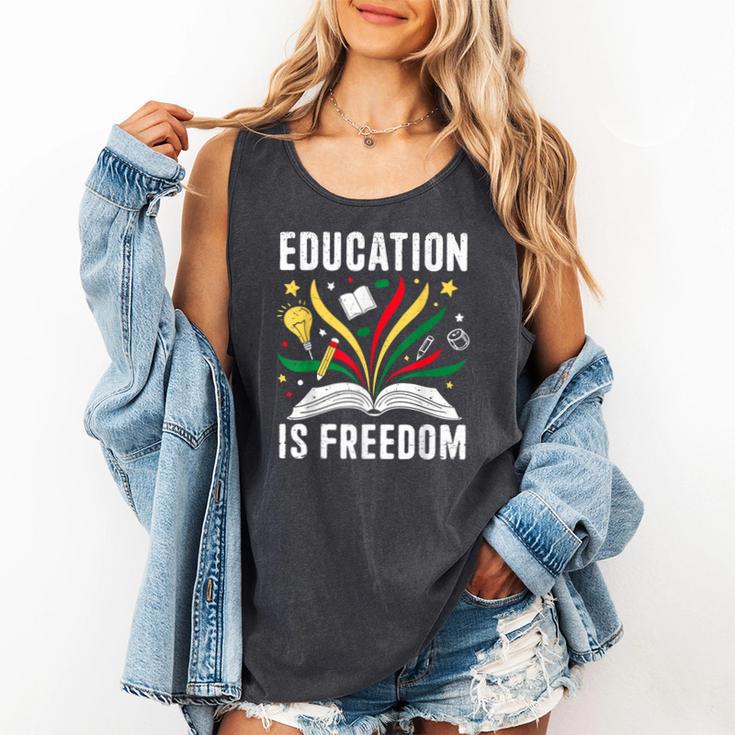 Education Is Freedom Books History Teacher Kids Comfort Colors Tank Top