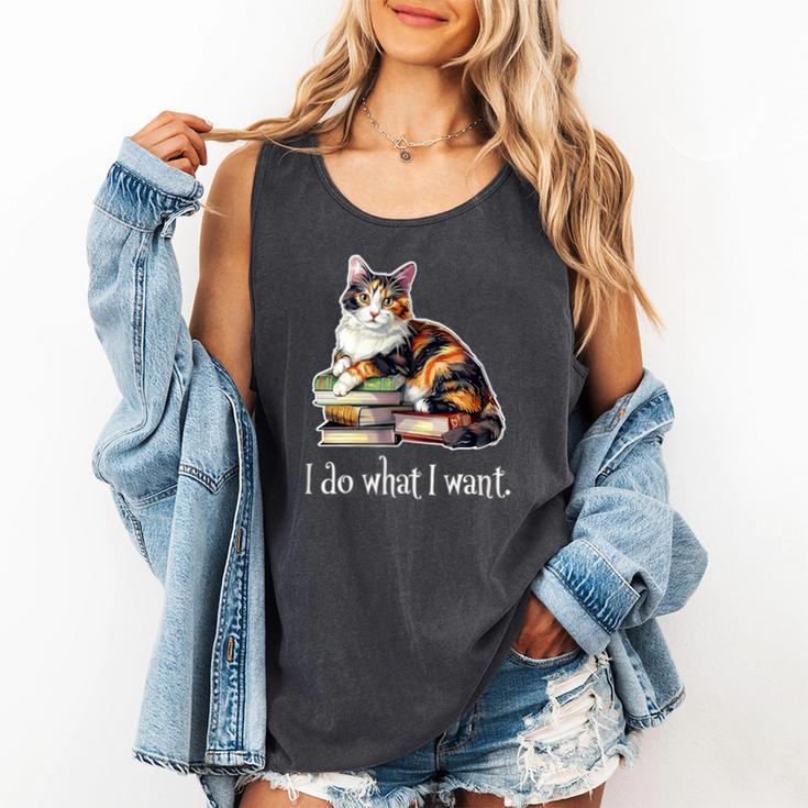Girls Books I Do What I Want Calico Cat Lover Comfort Colors Tank Top